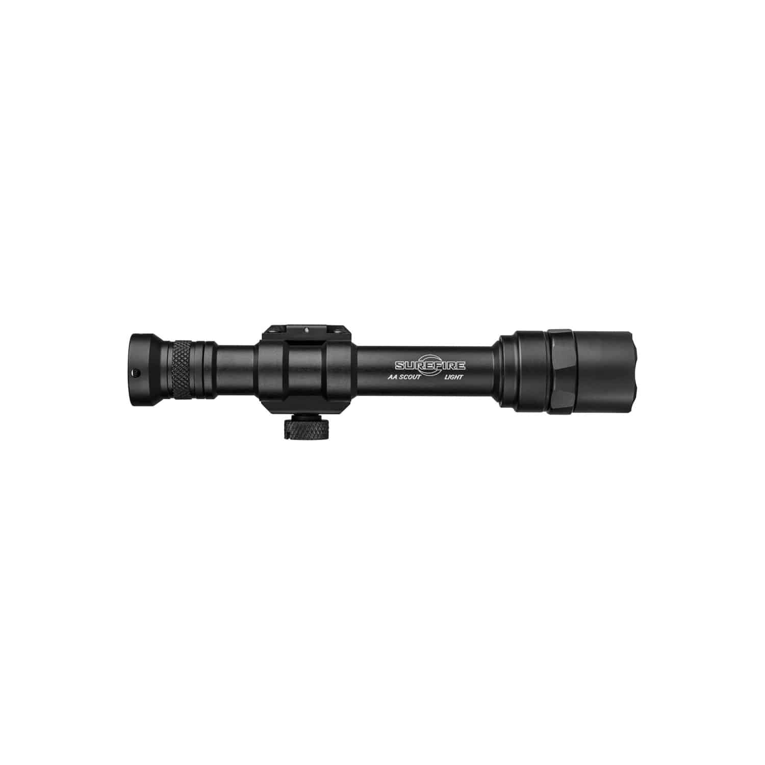 M600AA Scout Light (black) with tactical flashlight and mounting bracket.