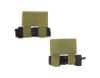 Two olive green pouches, each with a tourniquet secured by elastic bands and Velcro flaps, positioned slightly offset.