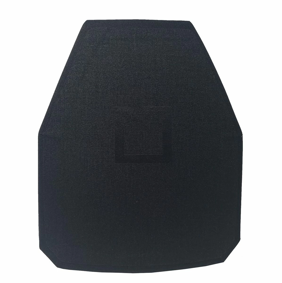 HESCO 3810 Level III+ ballistic plates with central rectangular groove, designed for body armor. Color: black.