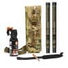 First Responder's Breaching Kit (F.R.B.K.): Includes camouflage pouch, 2 breach pens, Blaze Defense fire spray can, and black handle tool with orange cord.