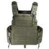Olive green TT Plate Carrier QR LC: multiple straps/buckles, optimized for gear retention/protection.