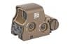 EOTECH XPS2-0 TAN holographic sight with 68/1 MOA reticle, CR123 battery, elevation/windage knobs – shown on white background.