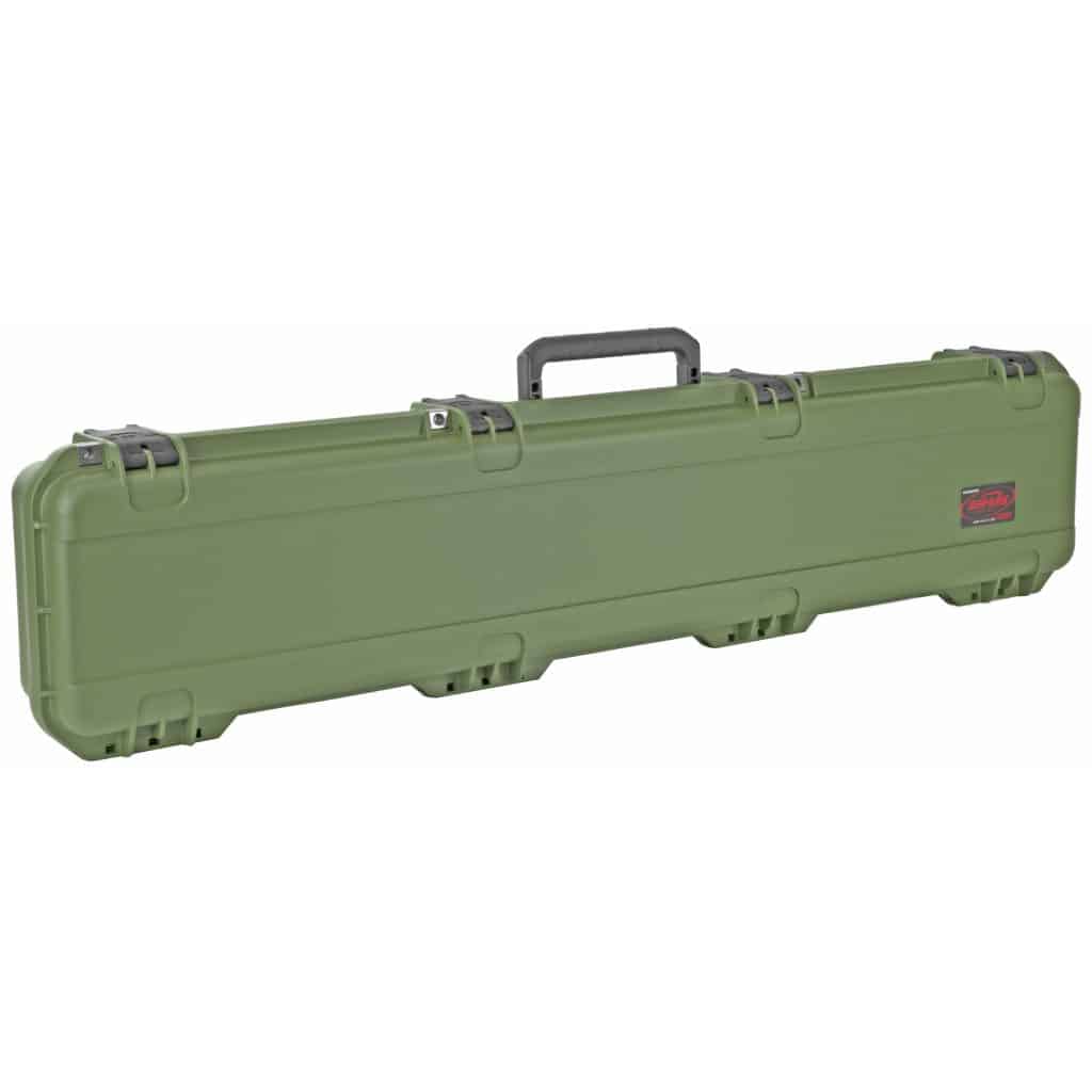 The SKB I-Series Single Rifle Case in OD is a durable, hard-shell protective case featuring secure latches and a handle, ideal for rifle transport.