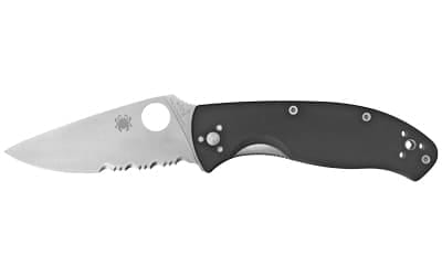Spyderco Tenacious G-10 Combo Edge Spyderco Tenacious G-10 Combo Edge: Partially serrated stainless steel blade, sleek black handle.