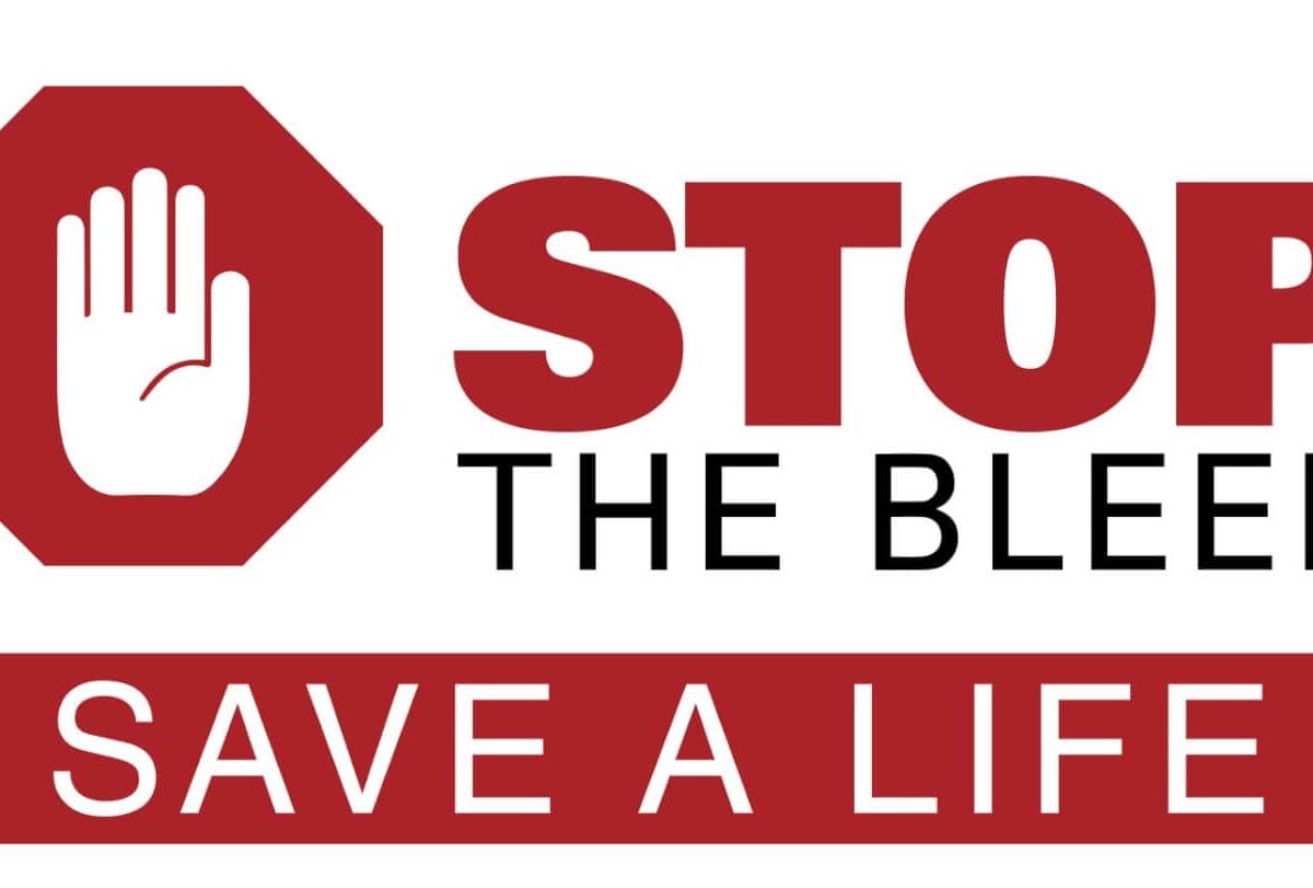 The "Stop the Bleed Course" icon—featuring a hand in a red stop sign with "Save a Life" in bold red underneath—is an optimal Bleeding Control symbol.